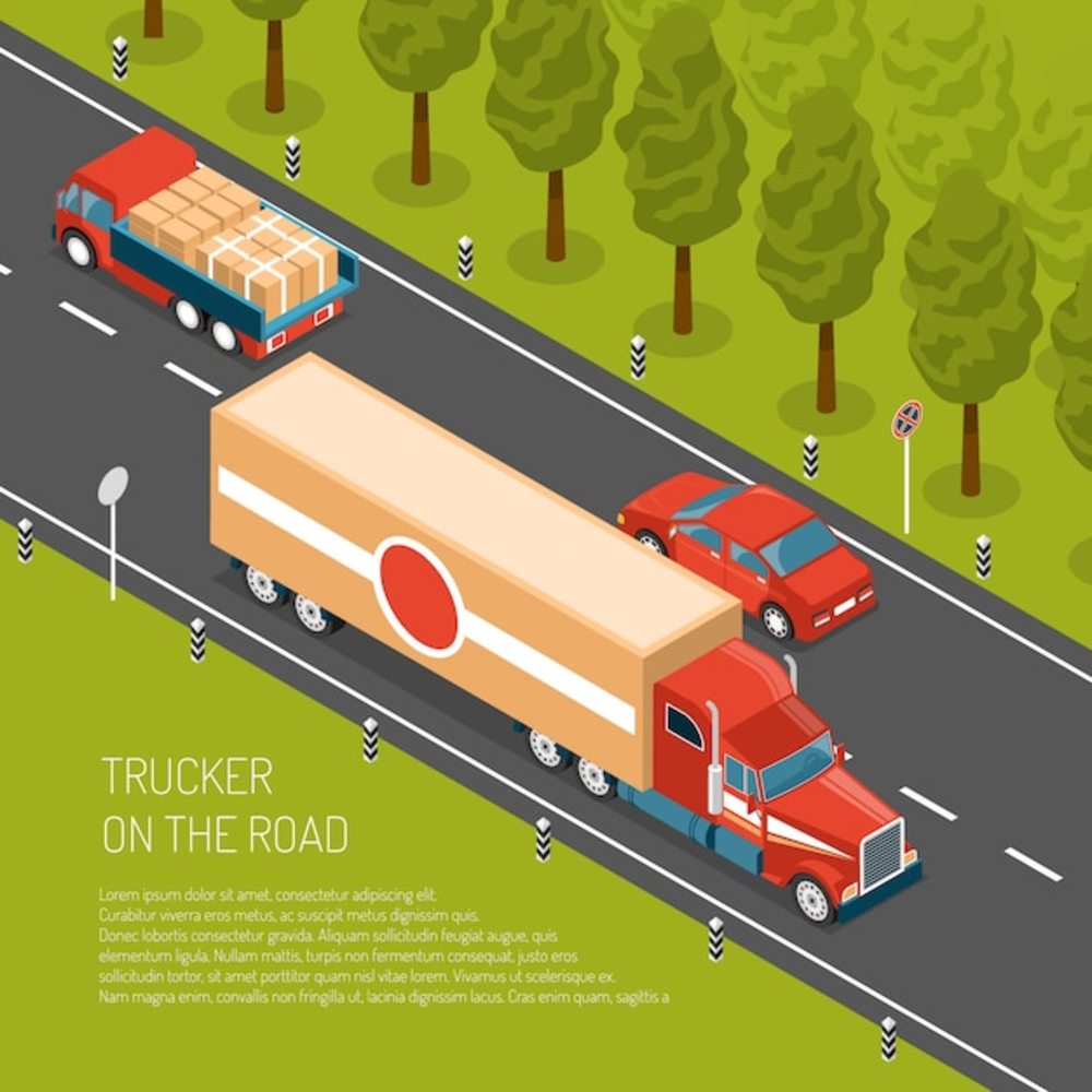 3d道路上載有貨物的送貨卡車